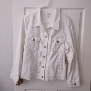 St. John's Bay White Jean Denim Jacket L NWT